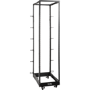 Lightweight four post rack with adjustable depth (560–1020 mm), black